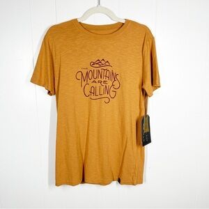 NEW United by Blue Mountains Are Calling Graphic Orange Short Sleeve Tee Small
